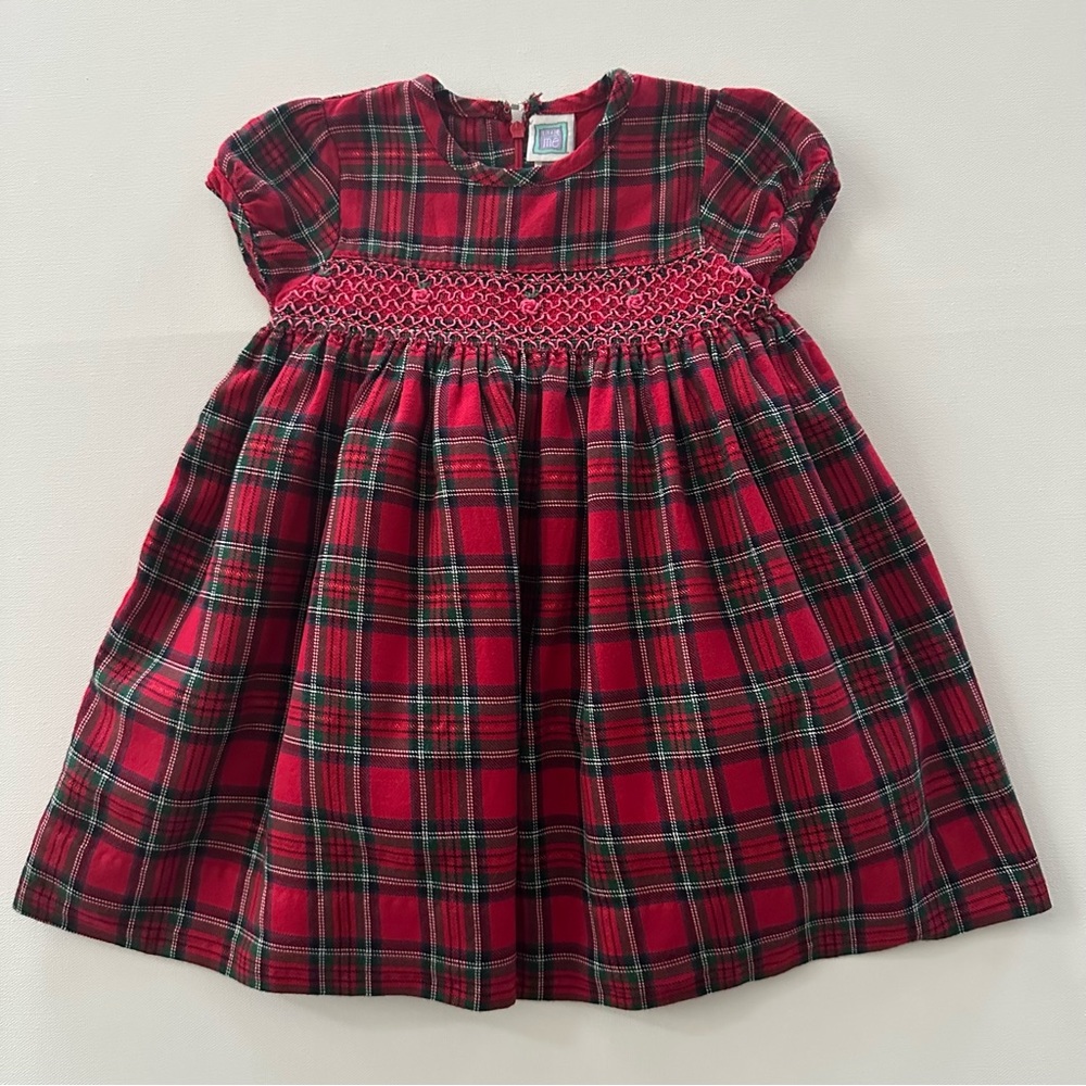Holiday Christmas 24 Months Baby Girl Red Plaid Smocked Dress
